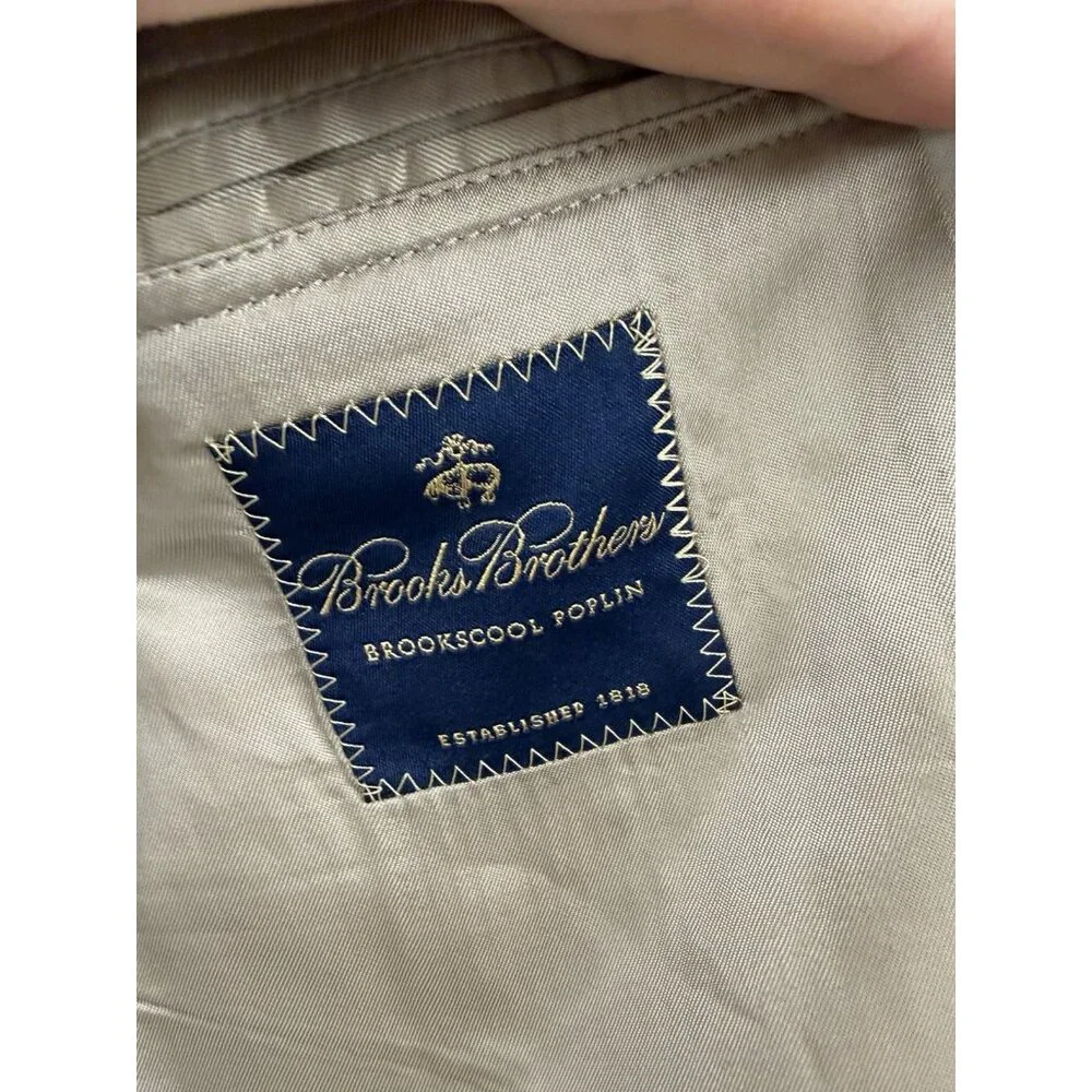 Brooks Brothers Blazer Men 43R Tan BrooksCool Poplin 3 Button Jacket Sports Coat